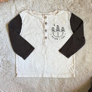 Rylee + Cru Cream and Black Long Sleeve Henley